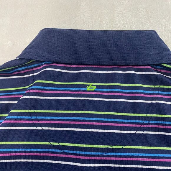 Bollé Golf Performance Tech Polo Shirt Striped - Size Large - Picture 7 of 10